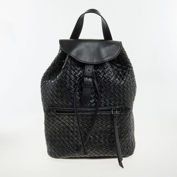 Falor - Schwarzer gewebter Rucksack aus Leder