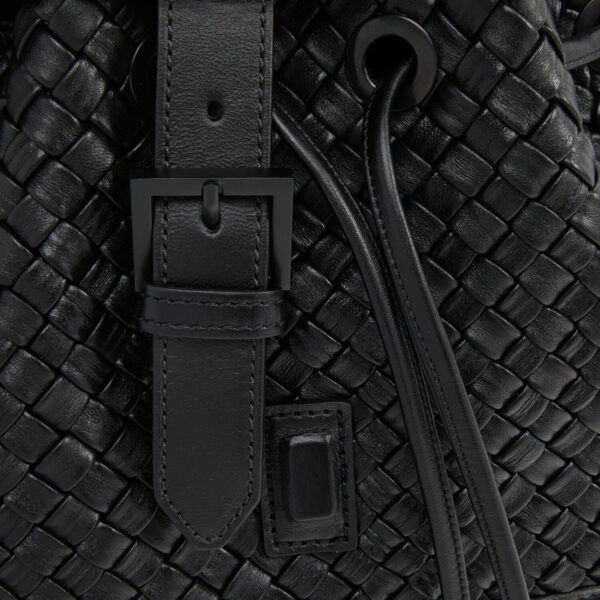 Falor - Schwarzer gewebter Rucksack aus Leder - Image 4
