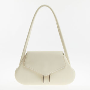 Amina Muaddi - Cremefarbene Schultertasche aus Leder