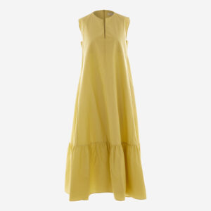 Antonelli - Salbeigrünes ärmelloses Maxikleid mit Volantsaum