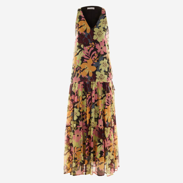 Attic and Barn - Mehrfarbiges Maxikleid mit Blumenmuster aus Seidenmischung