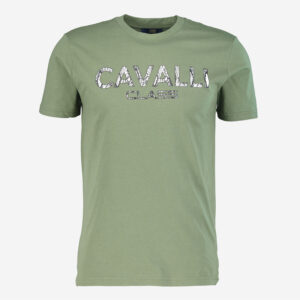 Cavalli Class - Khakigrünes T-Shirt mit Logo