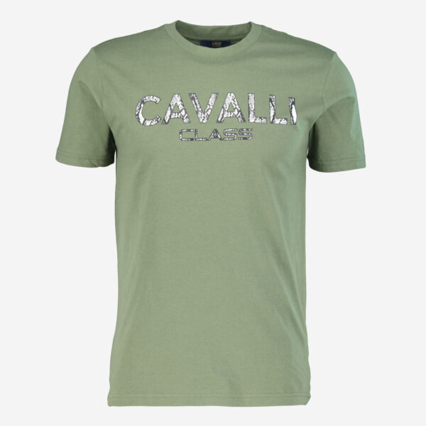 Cavalli Class - Khakigrünes T-Shirt mit Logo
