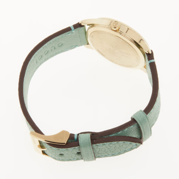 Gucci - Grün-goldfarbene Armbanduhr mit Lederband - Image 2