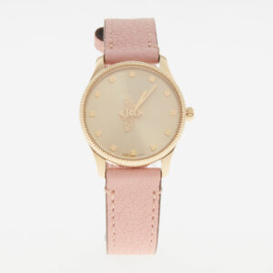 Gucci - Rosa-goldfarbene Armbanduhr mit Lederband
