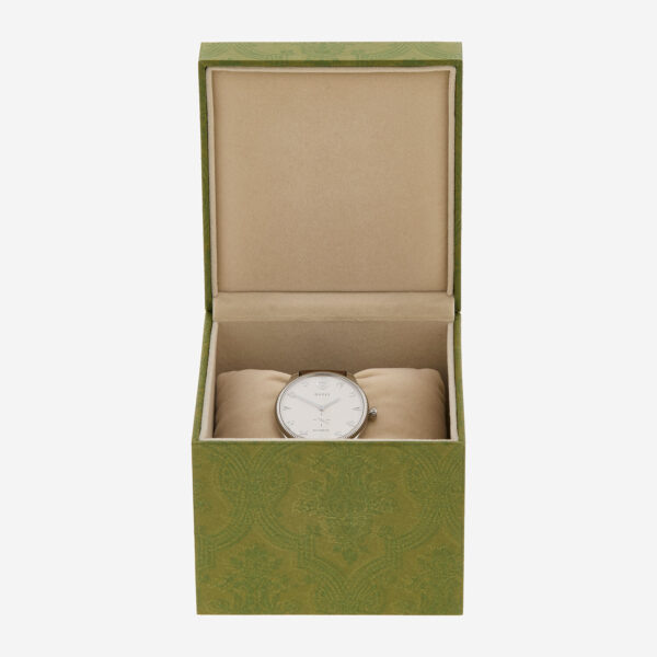 Gucci - Silberfarben-braune Automatikuhr mit Lederarmband - Image 3